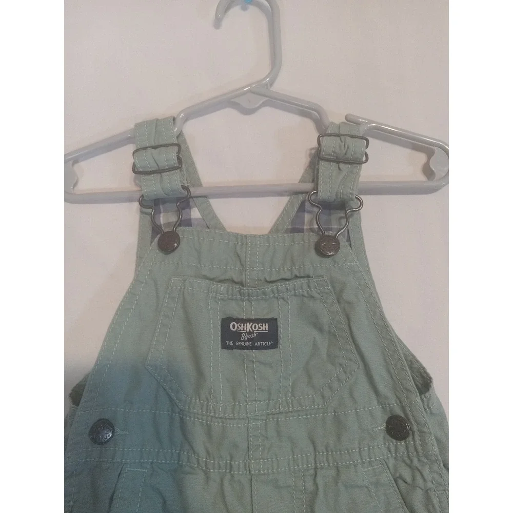 Oshkosh B'gosh Baby Girl's Light Green Overall Jumper Pants. Size 9 Months